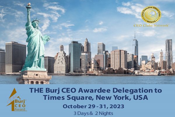 CEO Clubs’ Burj CEO 2023 Awardee’ Billboarding on Time Square, New York, USA on October 30, 2023